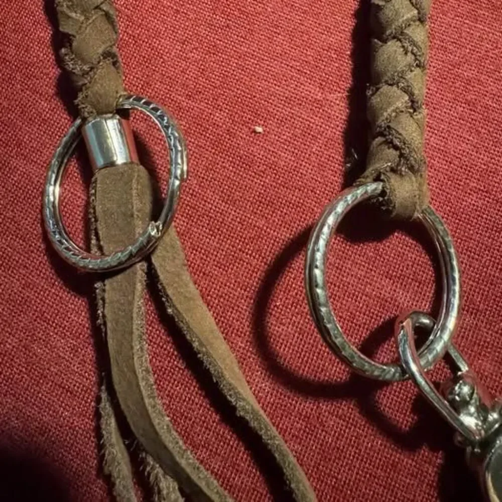 Braided Leather Wallet Lanyard Chain Long Silver Biker Trucker Handmade Brown